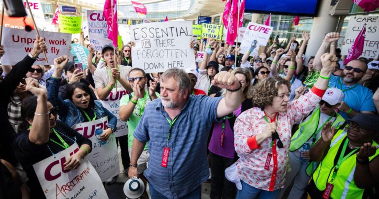 Air Canada, flight attendants resume talks as days-old strike continues
