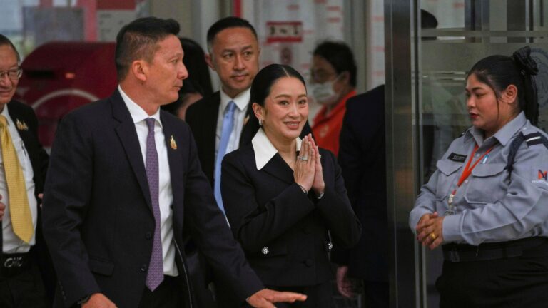 Thailand's suspended prime minister testifies over phone call that could get her booted from job