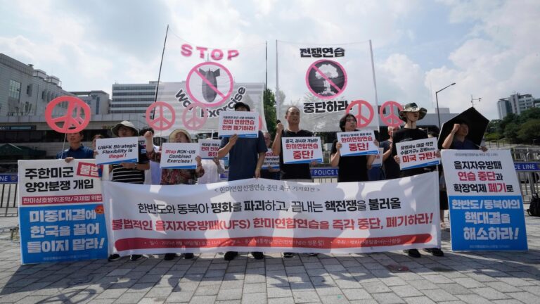 North Korean leader slams South Korea-US military drills while inspecting his most powerful warship