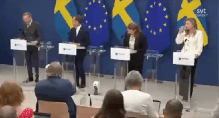 Watch: Sweden’s new health minister Elisabet Lann collapses; was holding live press briefing